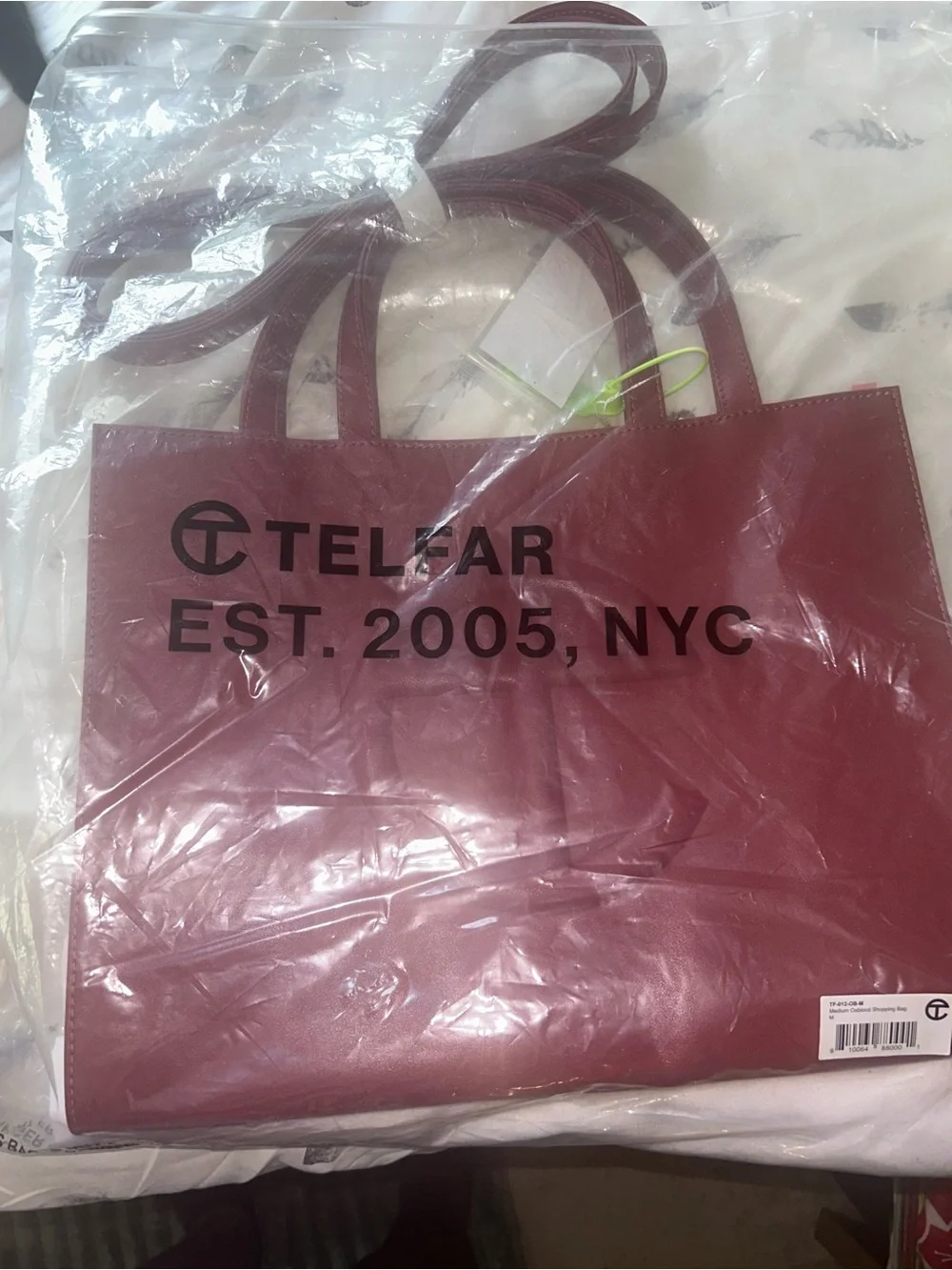 Telfar OxBlood Color( Red family) Shopping Tote with Embossed Logo